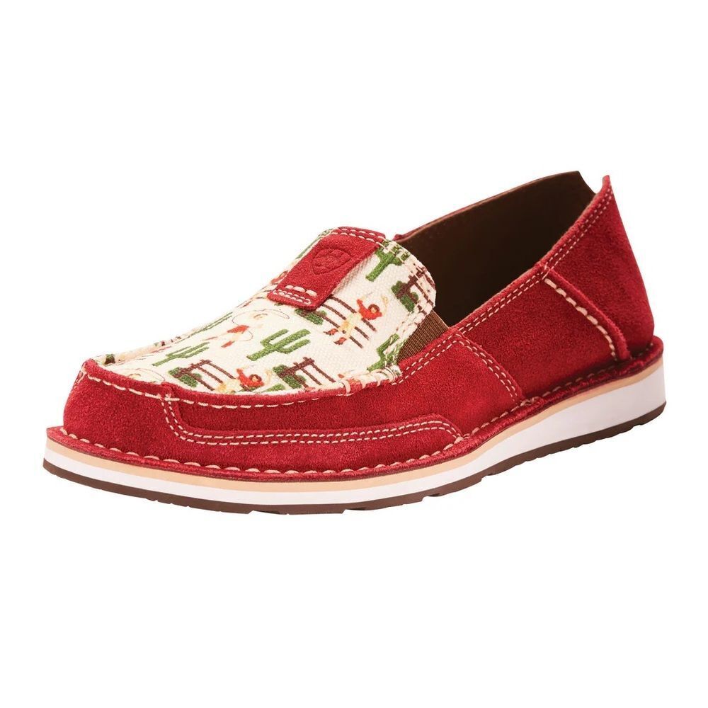 Ariat Cruiser Roper Suede Slip On Canvas Shoes Desert Cactus Cowgirl Print 6 NEW